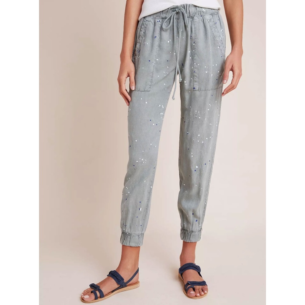 CLOTH & STONE for Anthropologie Women's Paint Splatter Jogger Pants Size XS Gray